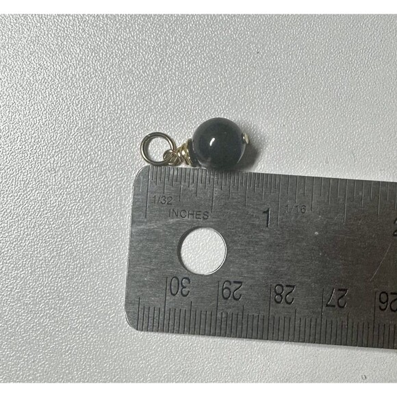 14K Yellow Gold Onyx Ball Bead Charm Pendant 1.09 g - Picture 4 of 4